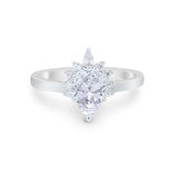Teardrop Art Deco Pear Wedding Engagement Ring Simulated CZ 925 Sterling Silver