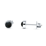 Half Ball Stud Earrings 5mm Round Black Onyx 925 Sterling Silver