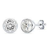 Bezel Set Cubic Zirconia Solitaire Stud Earring 925 Sterling Silver Wholesale