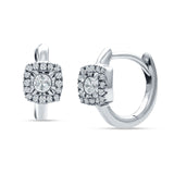 Cushion Shape Round Halo Hoop Earring Cubic Zirconia 925 Sterling Silver Wholesale
