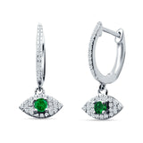 Evil Eye Huggie Hoop Earring Green Emerald CZ 925 Sterling Silver Wholesale