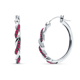 Round Twisted Infinity Hoop Earring Ruby CZ 925 Sterling Silver Wholesale