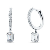 Emerald Cut Drop Dangle Hoop Earring Cubic Zirconia 925 Sterling Silver Wholesale