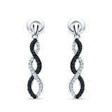 Twisted Infinity Stud Earring Black CZ 925 Sterling Silver Wholesale