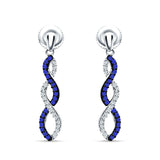 Twisted Infinity Stud Earring Blue Sapphire CZ 925 Sterling Silver Wholesale