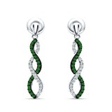 Twisted Infinity Stud Earring Green Emerald CZ 925 Sterling Silver Wholesale