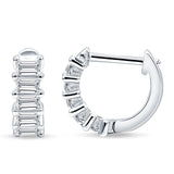 Minimalist Baguette Cubic Zirconia Huggie Hoop Earring Solid 925 Sterling Silver Wholesale