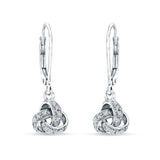 Trinity Knot Drop Dangle Leverback Earring Cubic Zirconia 925 Sterling Silver Wholesale
