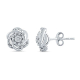 Floral Cluster Stud Earring Cubic Zirconia 925 Sterling Silver Wholesale