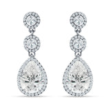 Pear Teardrop Halo Drop Dangle Earring Cubic Zirconia 925 Sterling Silver Wholesale