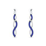 Infinity Twisted Two Tone Stud Earring Blue Sapphire CZ 925 Sterling Silver Wholesale