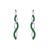 Infinity Twisted Two Tone Stud Earring Green Emerald CZ 925 Sterling Silver Wholesale