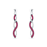 Infinity Twisted Two Tone Stud Earring Ruby CZ 925 Sterling Silver Wholesale