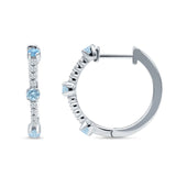 Round Aquamarine CZ Huggie Hoop Earring 925 Sterling Silver Wholesale