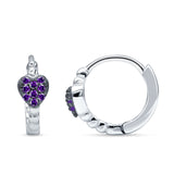 Heart Shaped Two Tone Amethyst CZ Beaded Hoop Earring 925 Sterling Silver Wholesale