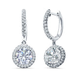 Round Halo Drop Dangle Hoop Earring Cubic Zirconia 925 Sterling Silver Wholesale