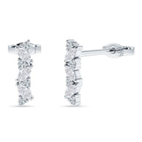 Marquise Zig Zag Bar Stud Earring Cubic Zirconia 925 Sterling Silver Wholesale