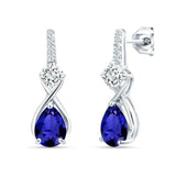 Pear Teardrop Twisted Infinity Stud Earring Blue Sapphire CZ 925 Sterling Silver Wholesale