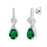 Pear Teardrop Twisted Infinity Stud Earring Green Emerald CZ 925 Sterling Silver Wholesale