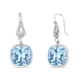 Cushion Drop Dangle Pear Fishhook Earring Aquamarine CZ 925 Sterling Silver Wholesale