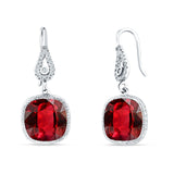 Cushion Drop Dangle Pear Fishhook Earring Ruby CZ 925 Sterling Silver Wholesale