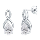 Pear Teardrop Infinity Stud Earring Cubic Zirconia 925 Sterling Silver Wholesale