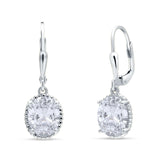 Oval Drop Dangle Leverback Earring Cubic Zirconia Solid 925 Sterling Silver Wholesale