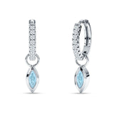 Marquise Drop Dangle Hoop Earring Aquamarine CZ 925 Sterling Silver Wholesale