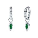 Marquise Drop Dangle Hoop Earring Green Emerald CZ 925 Sterling Silver Wholesale