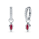 Marquise Drop Dangle Hoop Earring Ruby CZ 925 Sterling Silver Wholesale