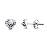 Heart Shaped Cluster Round Cubic Zirconia Stud Earring 925 Sterling Silver Wholesale