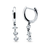 Three Round Cubic Zirconia Drop Dangle Hoop Earring 925 Sterling Silver Wholesale