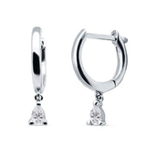 Pear Teardrop Charm Hoop Earring Cubic Zirconia 925 Sterling Silver Wholesale