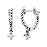 Twisted Rope Dangling Solitaire Hoop Earring Cubic Zirconia 925 Sterling Silver Wholesale