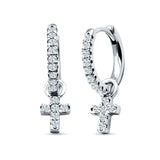 Cross Cluster Drop Dangle Earring Cubic Zirconia 925 Sterling Silver Wholesale