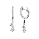 Moon & Star Earring Dangle Hoop Earring Cubic Zirconia 925 Sterling Silver Wholesale