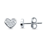 Minimalist Heart Shaped Round Cubic Zirconia Stud Earring 925 Sterling Silver Wholesale