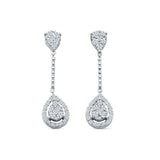 Pear Teardrop Cluster Oblong Stud Earring Cubic Zirconia 925 Sterling Silver Wholesale