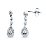 Pear Teardrop Halo Charm Drop Stud Earring Cubic Zirconia 925 Sterling Silver Wholesale