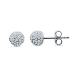 Round Halo Cluster Ball Stud Earring Cubic Zirconia 925 Sterling Silver Wholesale