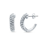 Half Hoop Stud Earring Cubic Zirconia 925 Sterling Silver Wholesale