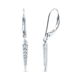 Spike Hoop Leverback Earrings Round Cubic Zirconia 925 Sterling Silver Wholesale