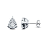 Pear Teardrop Stud Earring Round & Princess Cubic Zirconia 925 Sterling Silver Wholesale