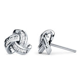 Trinity Love Knot  Baguette Stud Earring Cubic Zirconia 925 Sterling Silver Wholesale