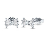 Baguette & Round Bow Stud Earring Cubic Zirconia 925 Sterling Silver Wholesale