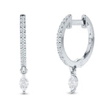 Marquise Charm Huggie Hoop Earring Cubic Zirconia 925 Sterling Silver Wholesale