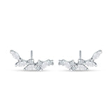 Marquise Cubic Zirconia Leaf Style Crawler Stud Earring 925 Sterling Silver Wholesale