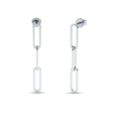 Paperclip Link Chain Interlocking Oblong Stud Earring 925 Sterling Silver Wholesale