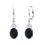 Leverback Dangle Earrings Black Oval Triangular Cz 925 Sterling Silver Wholesale