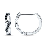 Twisted Infinity Two Tone Round Black CZ Huggie Hoop Earring 925 Sterling Silver Wholesale